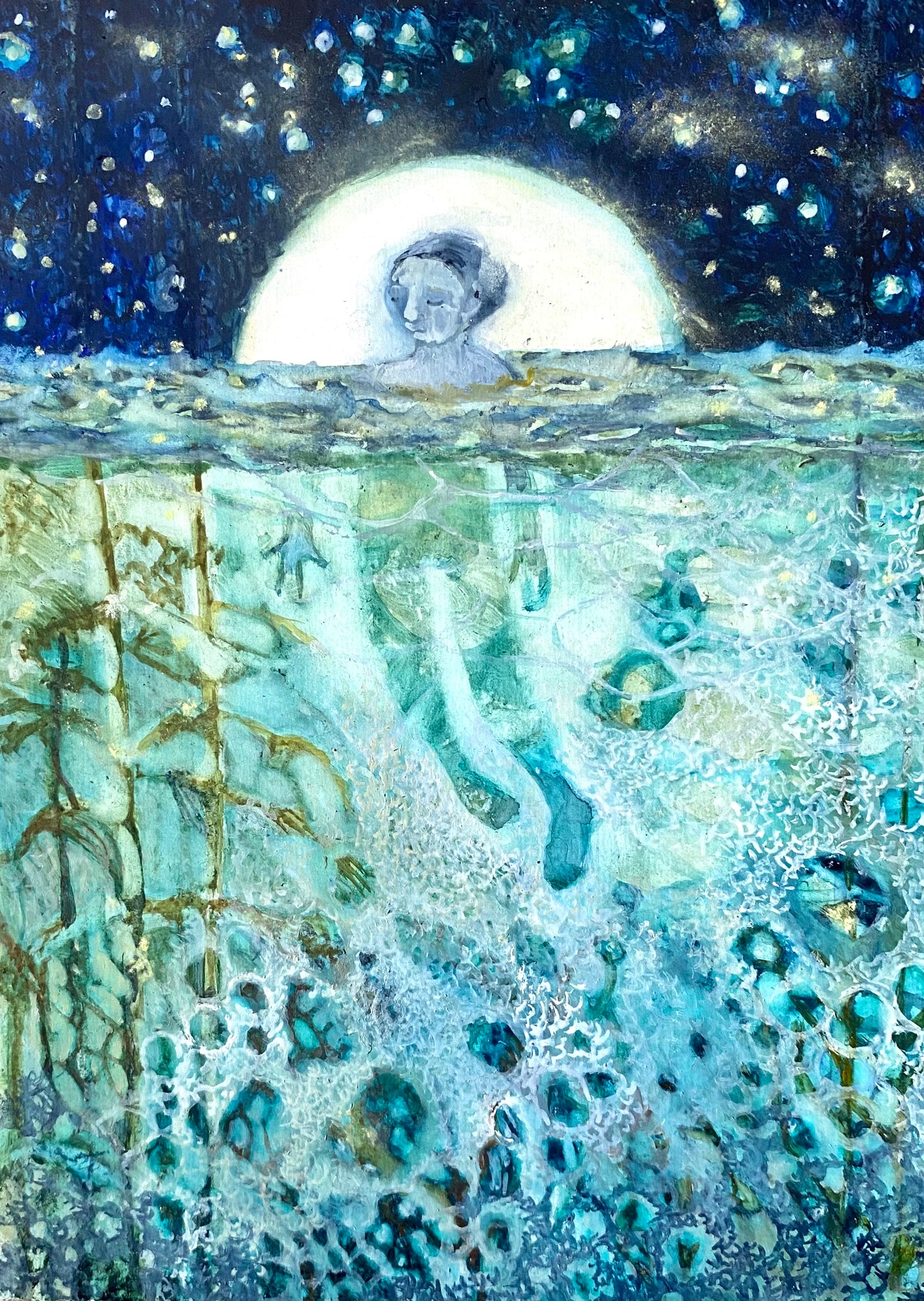 silent moon rises in the hush of our shared song